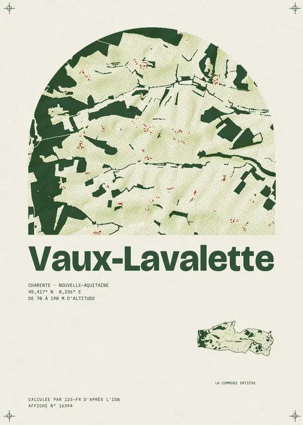 Affiche de Vaux-Lavalette, calculée par 123-fr d'après l'IGN