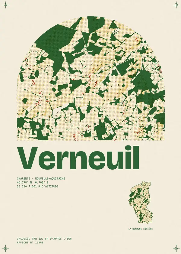 Affiche de Verneuil, calculée par 123-fr d'après l'IGN