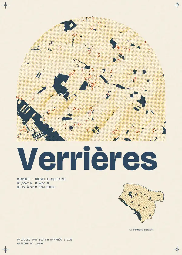 Affiche de Verrières, calculée par 123-fr d'après l'IGN