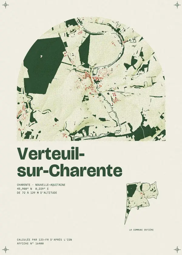 Affiche de Verteuil-sur-Charente, calculée par 123-fr d'après l'IGN