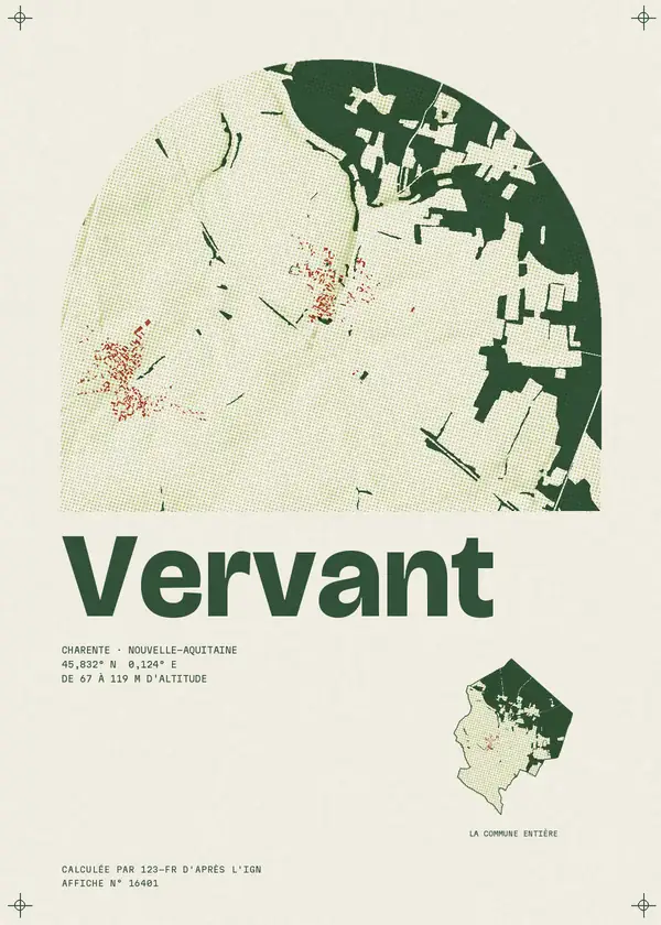 Affiche de Vervant, calculée par 123-fr d'après l'IGN