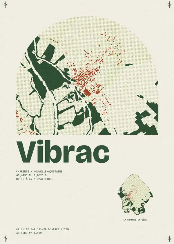 Affiche de Vibrac, calculée par 123-fr d'après l'IGN
