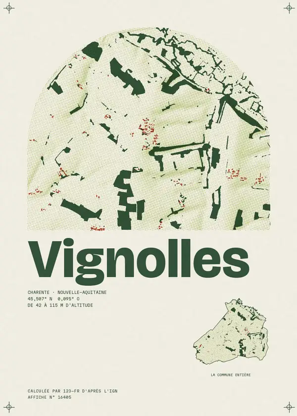 Affiche de Vignolles, calculée par 123-fr d'après l'IGN