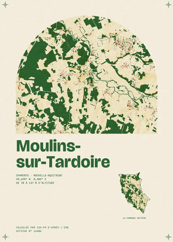 Affiche de Moulins-sur-Tardoire, calculée par 123-fr d'après l'IGN