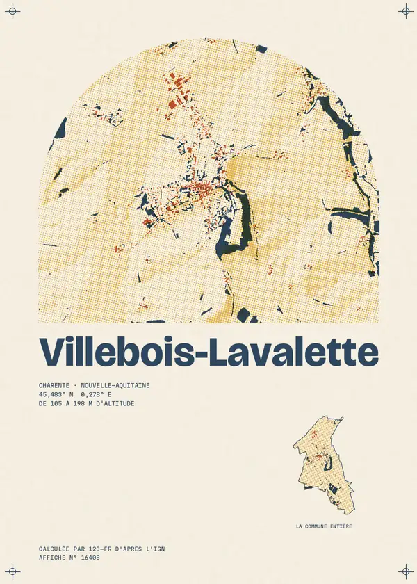 Affiche de Villebois-Lavalette, calculée par 123-fr d'après l'IGN