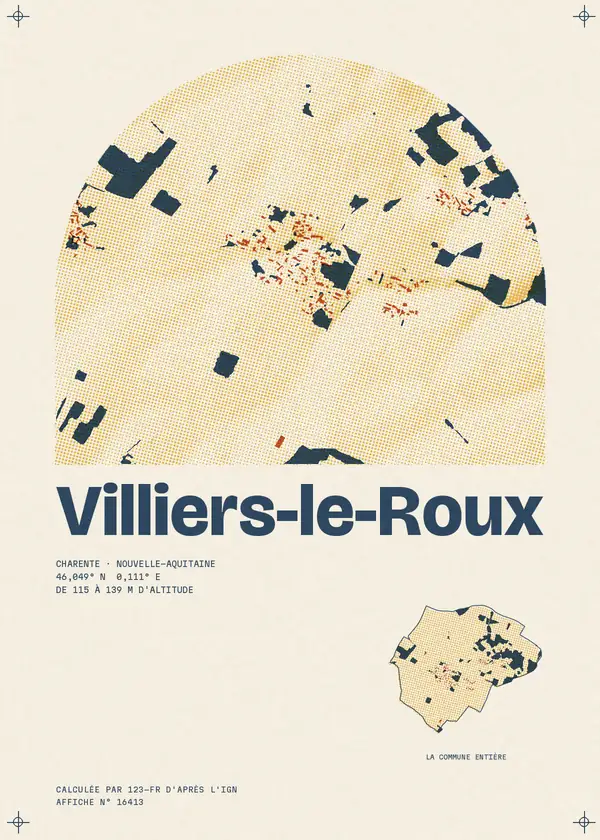 Affiche de Villiers-le-Roux, calculée par 123-fr d'après l'IGN
