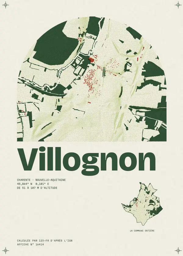 Affiche de Villognon, calculée par 123-fr d'après l'IGN