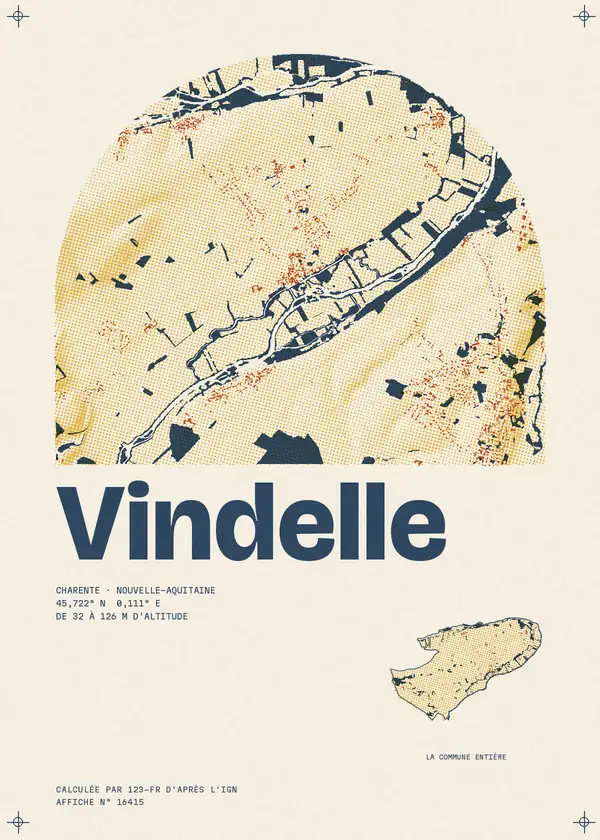 Affiche de Vindelle, calculée par 123-fr d'après l'IGN
