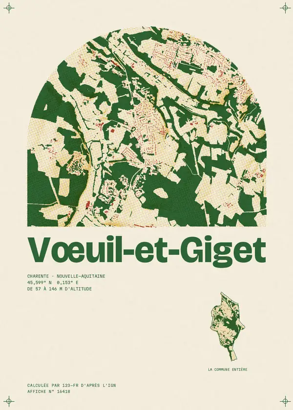 Affiche de Vœuil-et-Giget, calculée par 123-fr d'après l'IGN