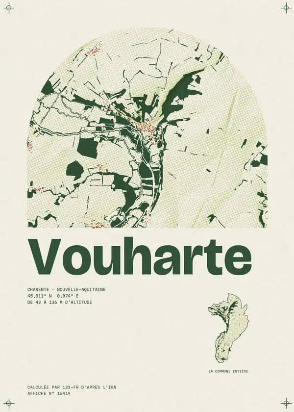 Affiche de Vouharte, calculée par 123-fr d'après l'IGN