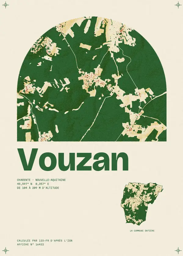Affiche de Vouzan, calculée par 123-fr d'après l'IGN