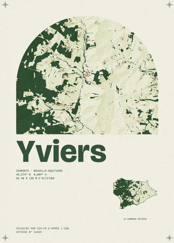 Affiche de Yviers, calculée par 123-fr d'après l'IGN