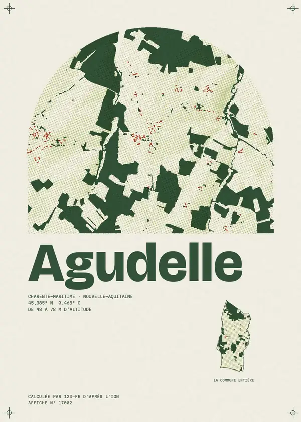 Affiche de Agudelle, calculée par 123-fr d'après l'IGN