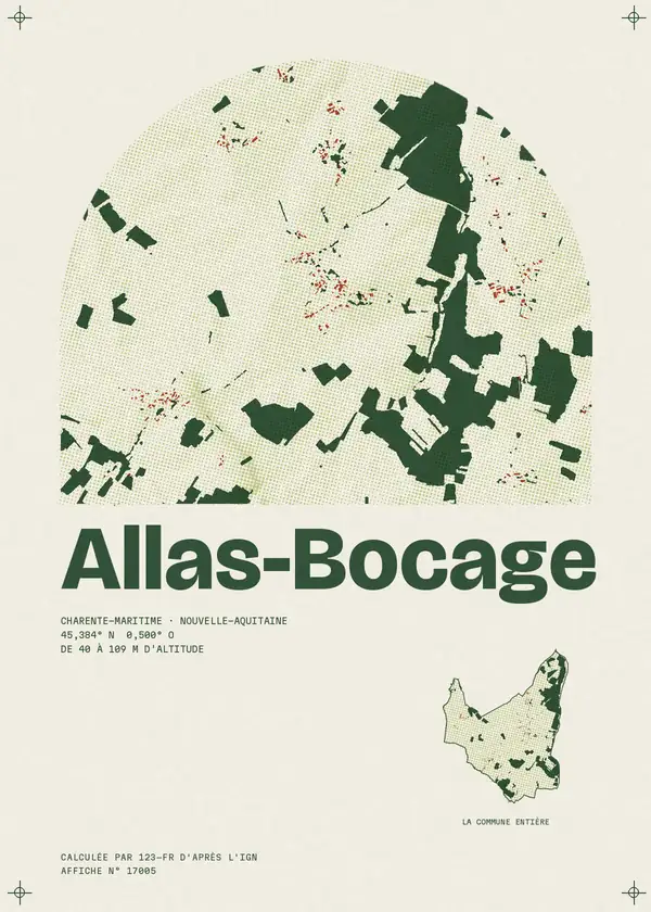 Affiche de Allas-Bocage, calculée par 123-fr d'après l'IGN