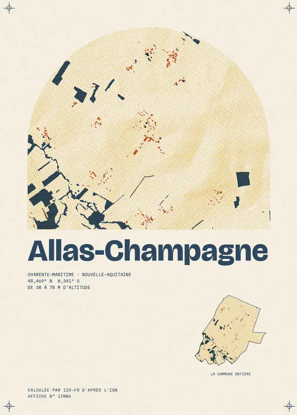 Affiche de Allas-Champagne, calculée par 123-fr d'après l'IGN