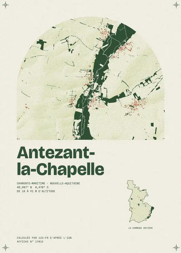 Affiche de Antezant-la-Chapelle, calculée par 123-fr d'après l'IGN