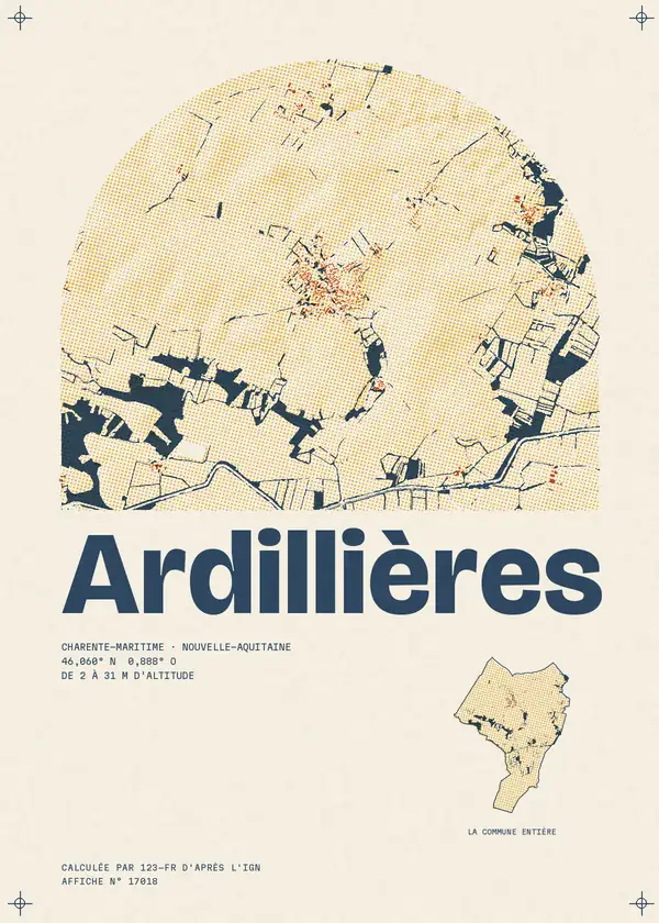 Affiche de Ardillières, calculée par 123-fr d'après l'IGN