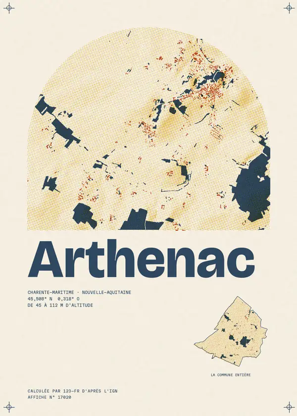 Affiche de Arthenac, calculée par 123-fr d'après l'IGN