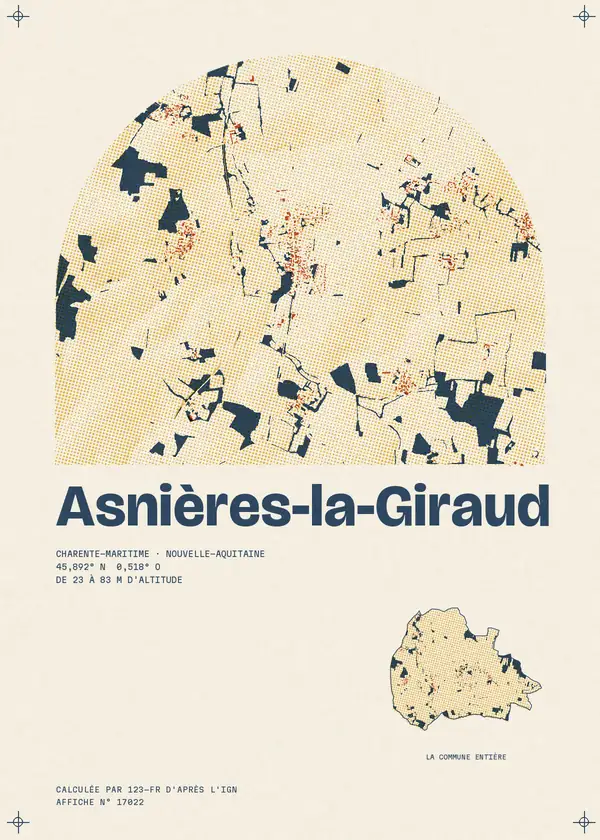 Affiche de Asnières-la-Giraud, calculée par 123-fr d'après l'IGN