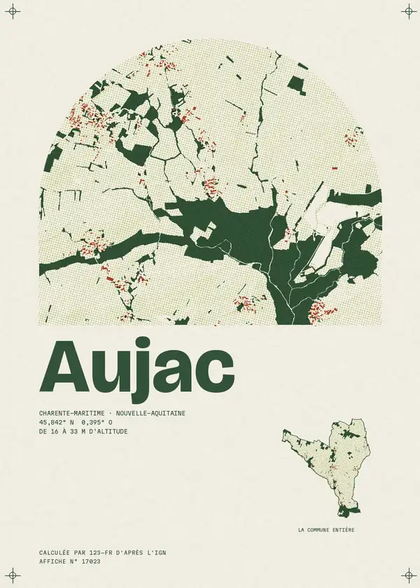 Affiche de Aujac, calculée par 123-fr d'après l'IGN