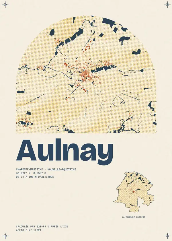 Affiche de Aulnay, calculée par 123-fr d'après l'IGN