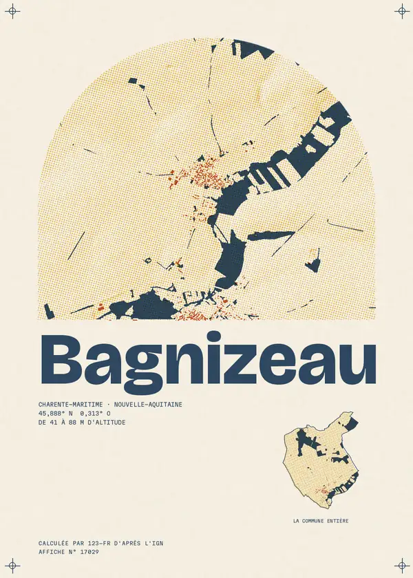 Affiche de Bagnizeau, calculée par 123-fr d'après l'IGN