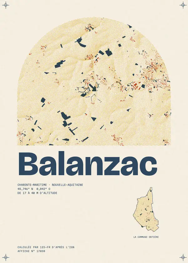 Affiche de Balanzac, calculée par 123-fr d'après l'IGN