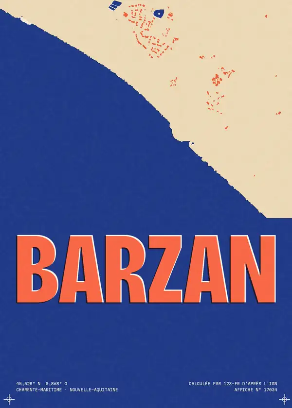 Affiche de Barzan, calculée par 123-fr d'après l'IGN