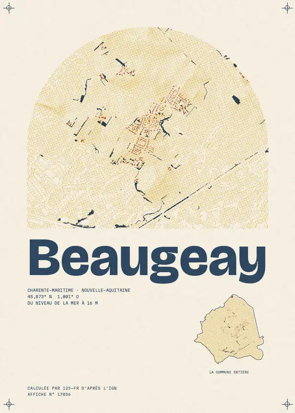 Affiche de Beaugeay, calculée par 123-fr d'après l'IGN