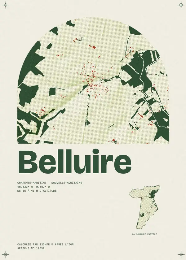 Affiche de Belluire, calculée par 123-fr d'après l'IGN