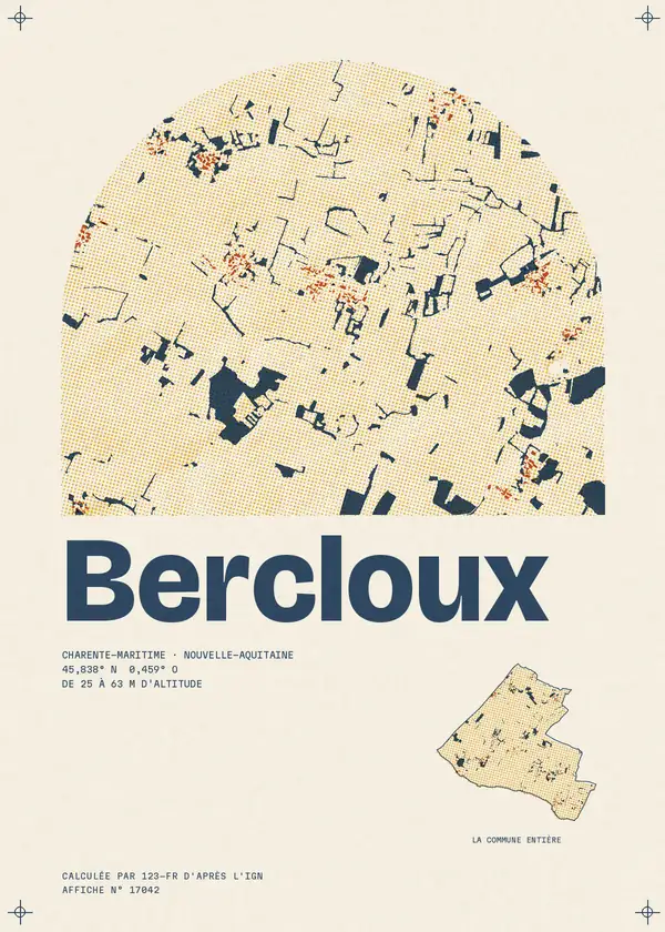 Affiche de Bercloux, calculée par 123-fr d'après l'IGN