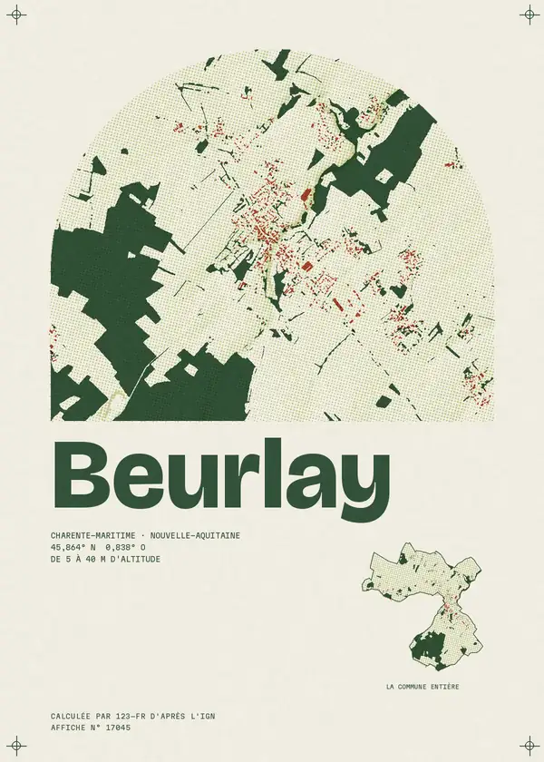 Affiche de Beurlay, calculée par 123-fr d'après l'IGN