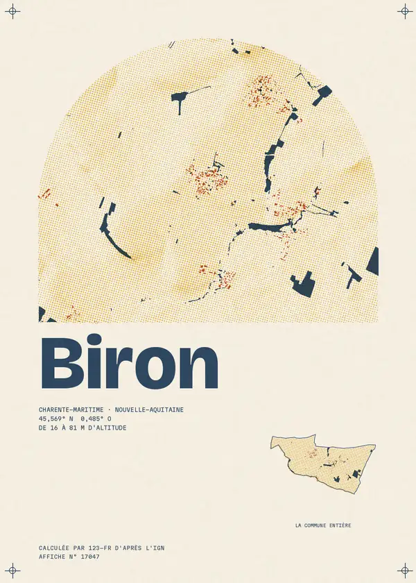 Affiche de Biron, calculée par 123-fr d'après l'IGN