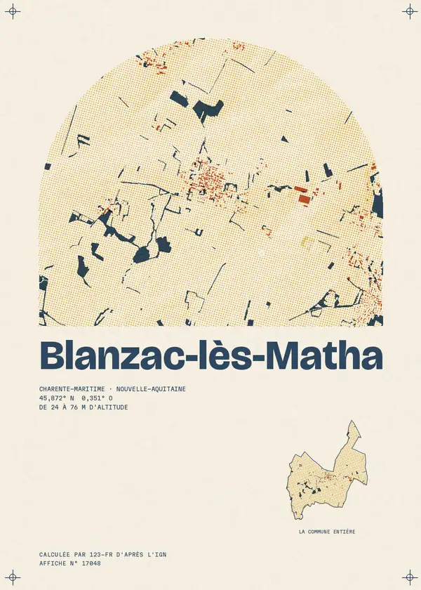 Affiche de Blanzac-lès-Matha, calculée par 123-fr d'après l'IGN