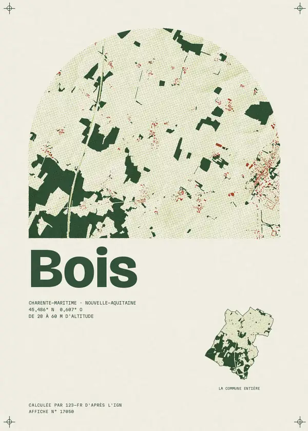 Affiche de Bois, calculée par 123-fr d'après l'IGN