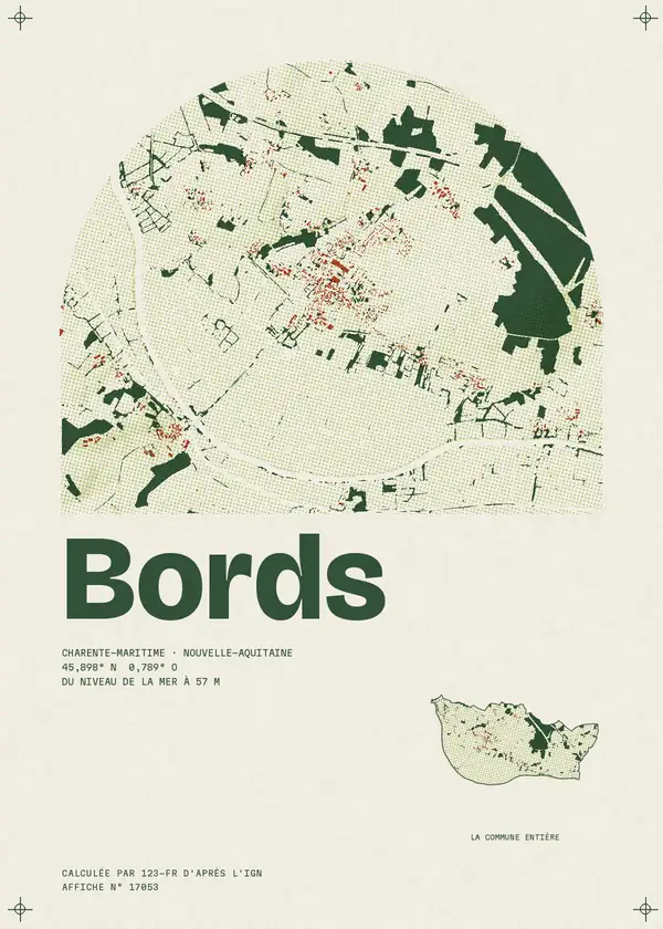 Affiche de Bords, calculée par 123-fr d'après l'IGN