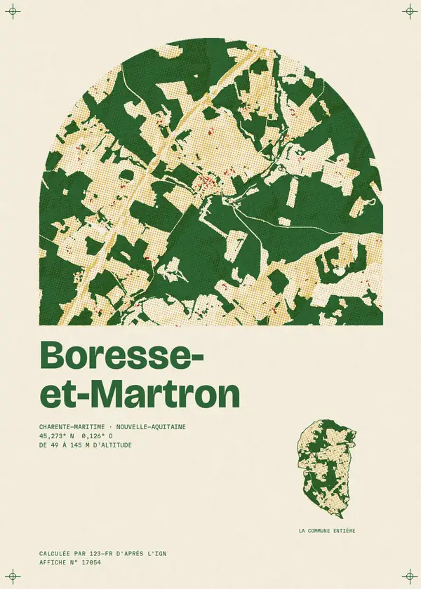 Affiche de Boresse-et-Martron, calculée par 123-fr d'après l'IGN