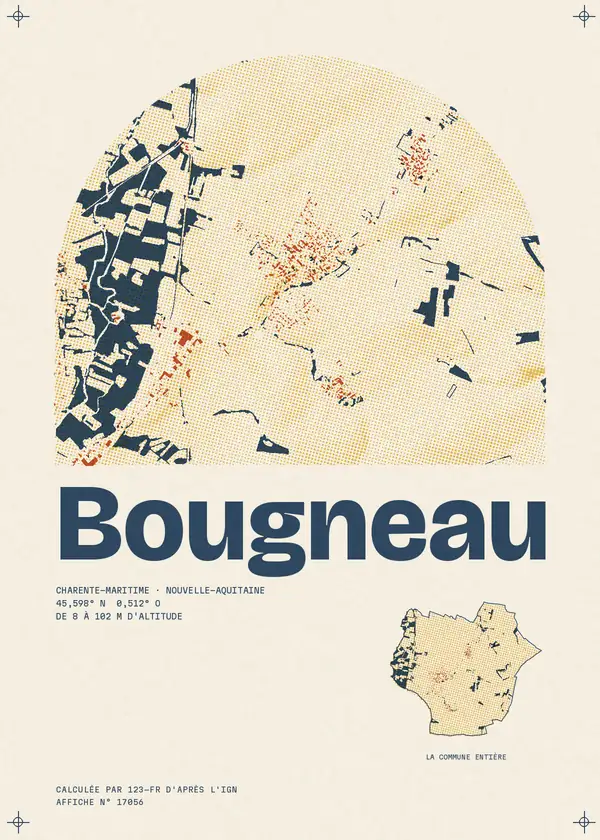 Affiche de Bougneau, calculée par 123-fr d'après l'IGN