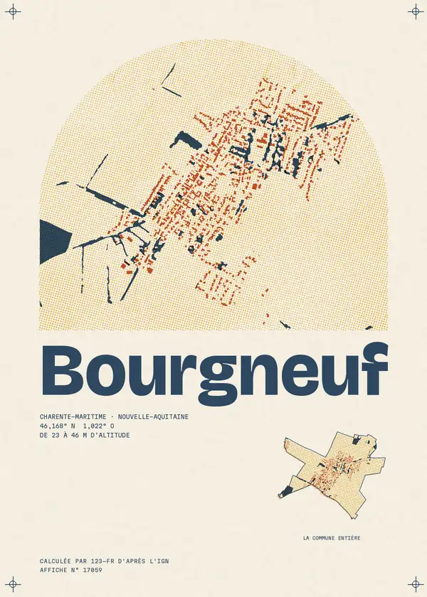 Affiche de Bourgneuf, calculée par 123-fr d'après l'IGN