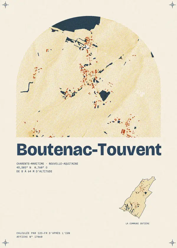 Affiche de Boutenac-Touvent, calculée par 123-fr d'après l'IGN