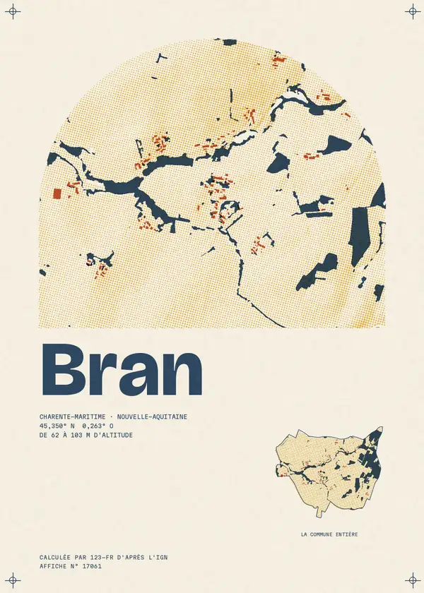 Affiche de Bran, calculée par 123-fr d'après l'IGN