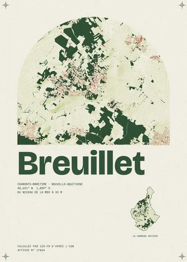 Affiche de Breuillet, calculée par 123-fr d'après l'IGN