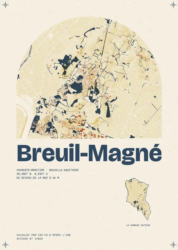 Affiche de Breuil-Magné, calculée par 123-fr d'après l'IGN