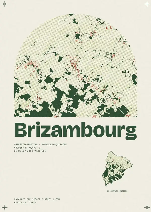 Affiche de Brizambourg, calculée par 123-fr d'après l'IGN