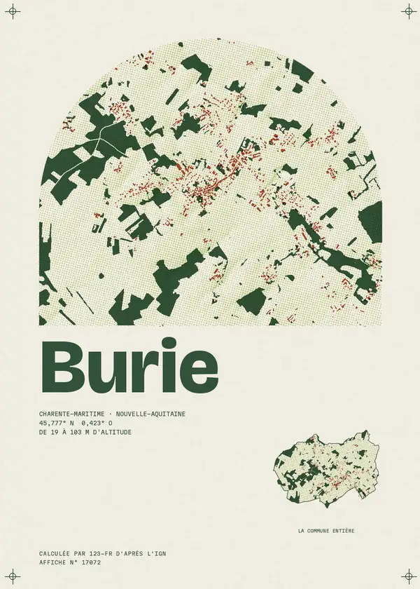 Affiche de Burie, calculée par 123-fr d'après l'IGN