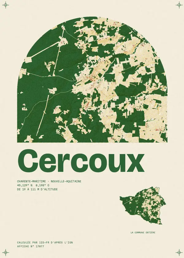 Affiche de Cercoux, calculée par 123-fr d'après l'IGN