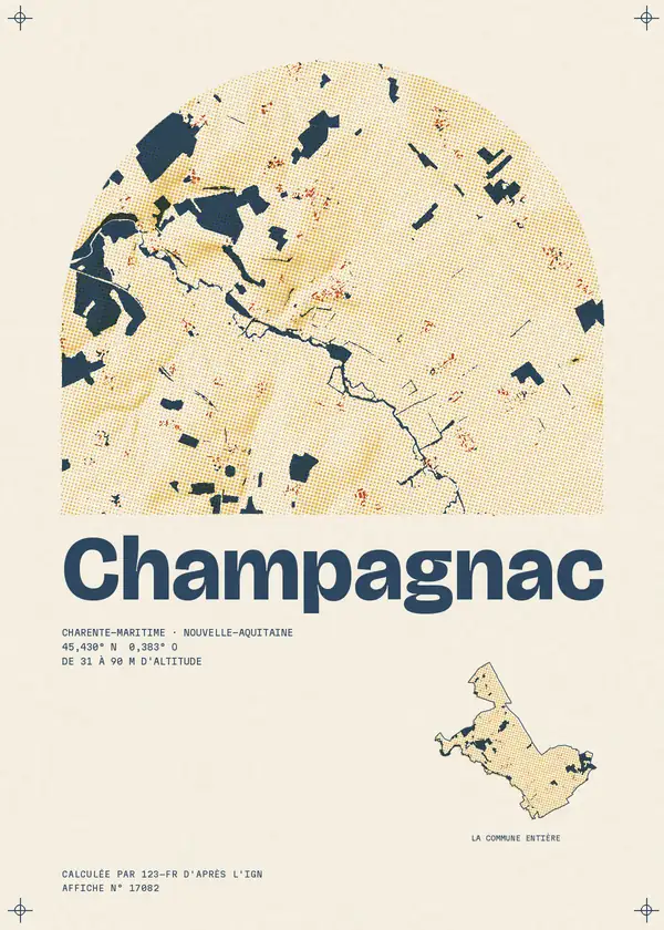 Affiche de Champagnac, calculée par 123-fr d'après l'IGN