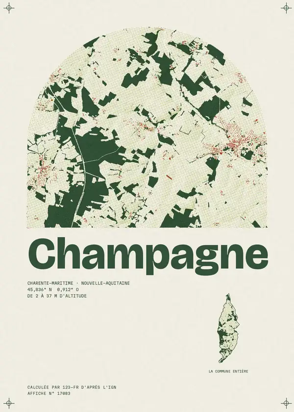 Affiche de Champagne, calculée par 123-fr d'après l'IGN
