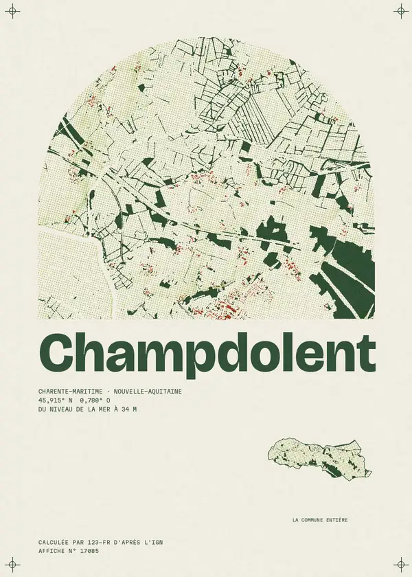 Affiche de Champdolent, calculée par 123-fr d'après l'IGN