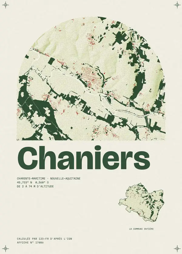 Affiche de Chaniers, calculée par 123-fr d'après l'IGN